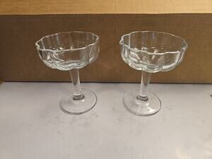 13103 Set Of 2 Clear Coupe Glasses Sherbert, Dessert Long Stem New